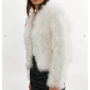 Elegant White Feather and Fur Jacket